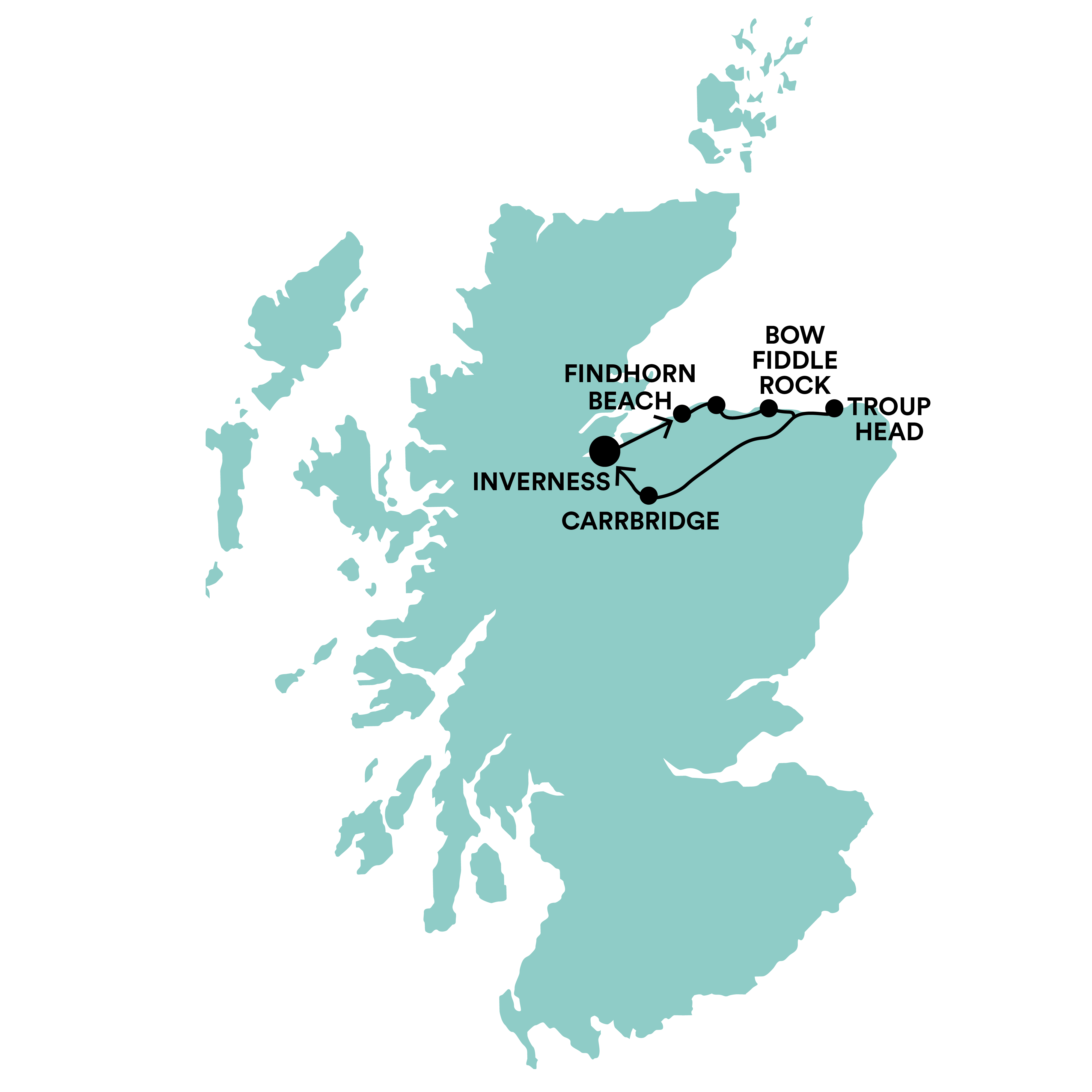 Whisky, Coasts and Wildlife Tour Map