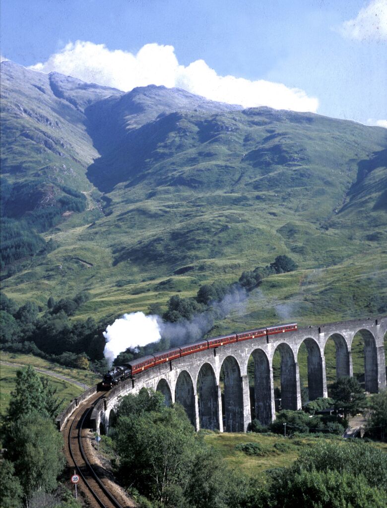 Jacobite Steam Train crossing Glenfinnan Viaduct