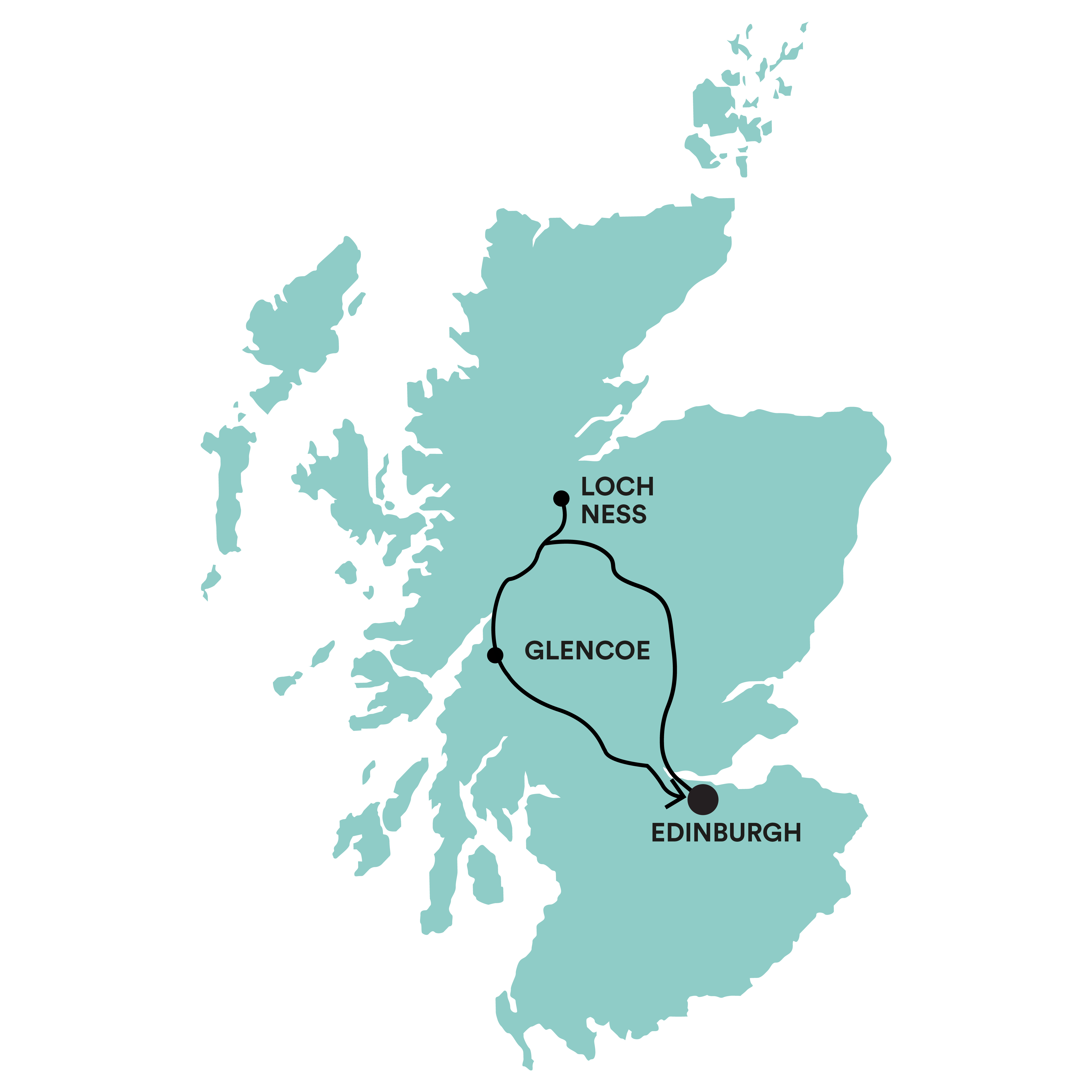 Loch Ness Hunter Tour Map